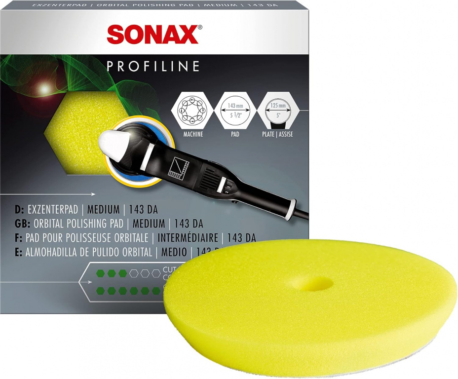 Sonax Profiline Orbital Polishing Pad Medium Burete Galben Pentru Polish Dual Action Mediu 143MM 493341