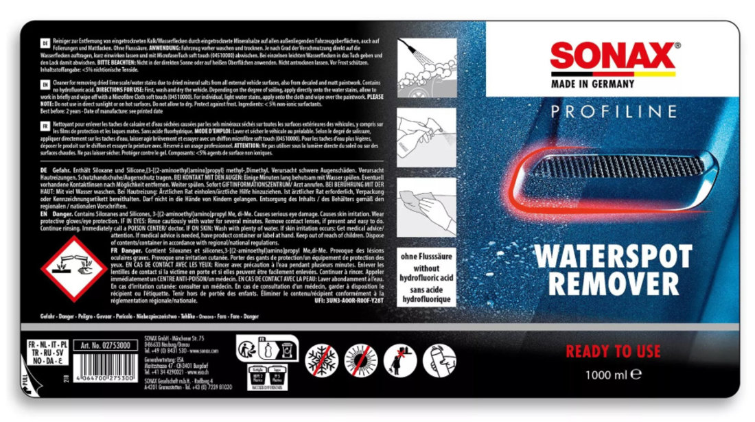 Sonax Profiline Waterspot Remover Solutie Pentru Eliminarea Petelor De Apa De Pe Vopsea 1L 275300
