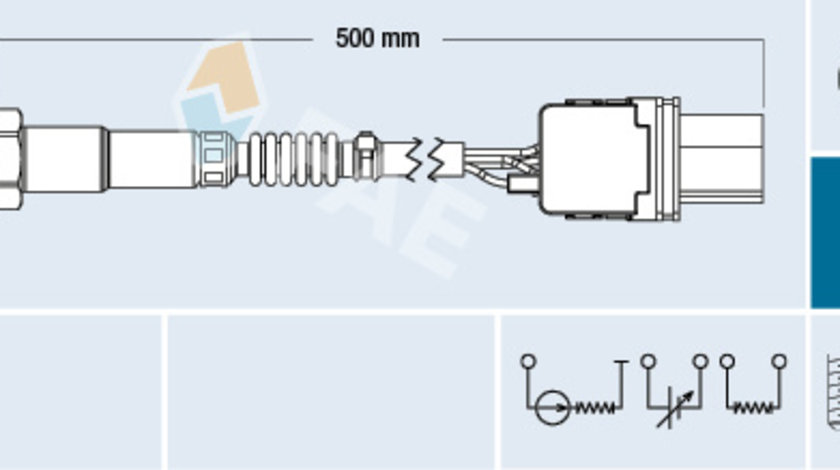 Sonda Lambda dreapta (FAE75060 FAE) ALFA ROMEO,BMW,CHEVROLET,FIAT,FORD,LANCIA,MERCEDES-BENZ,NISSAN,OPEL,RENAULT,SAAB,SSANGYONG