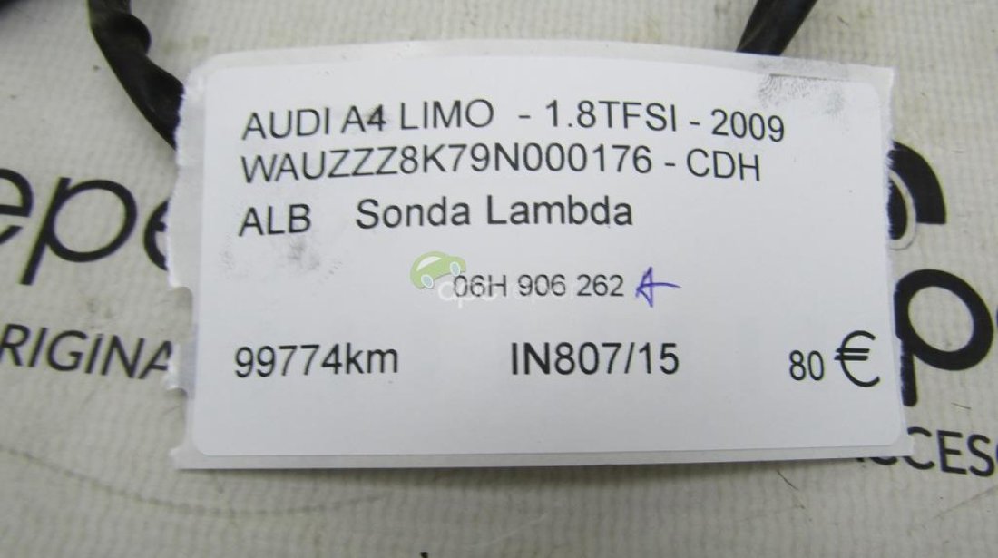 Sonda Lambda Originala Audi A4 8K cod 06H906262A - 1,8tfsi