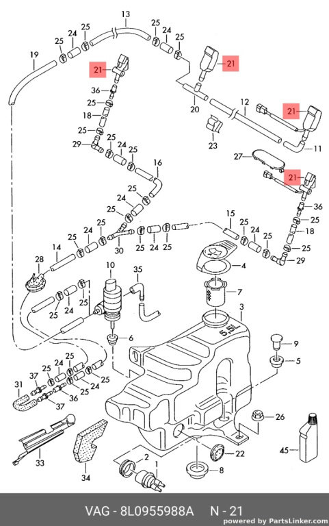 Spalator parbriz Audi A3 8L coupe 2001 2002 2003 OEM 8L0955988A