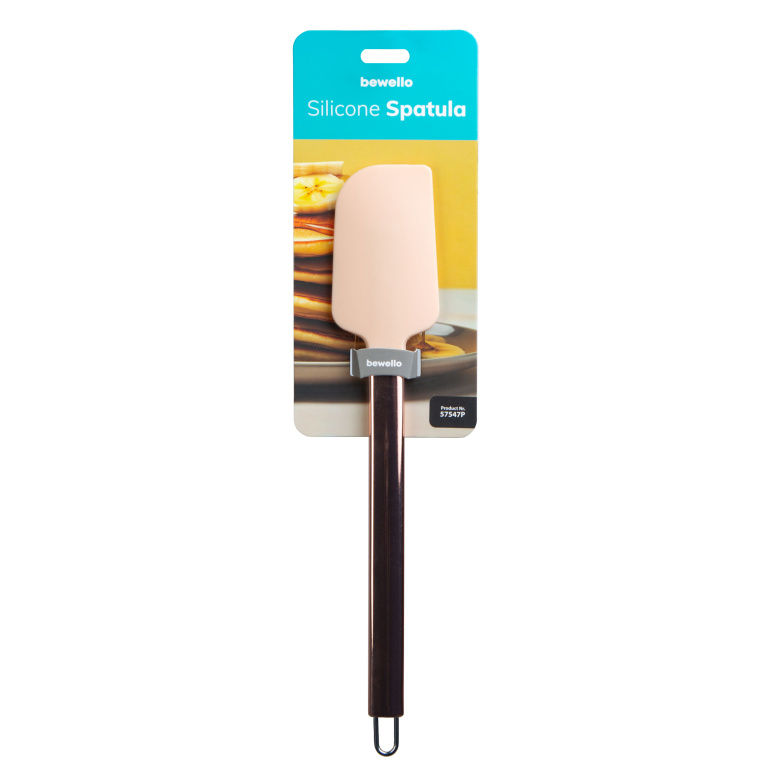 Spatulă din silicon cu maner din inox - culoare piersic - 29 x 5,2 x 1 cm 57547P
