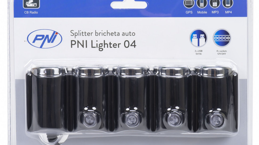 Splitter Bricheta Auto Pni Lighter 04 4 Iesiri, 2XUSB, Indicator Led 12-24V PNI-SBR04