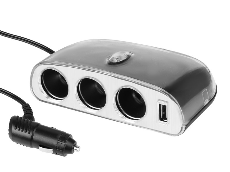 Splitter Triplu Bricheta 12/24v Cu Usb 1000 Ma Carmotion 58611