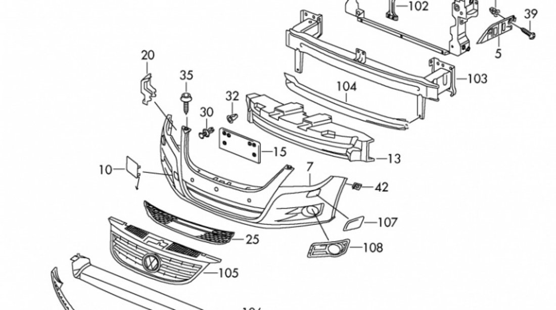 Spoiler Bara Fata Am Volkswagen Tiguan 1 2007-2011 5N0805903J9B9