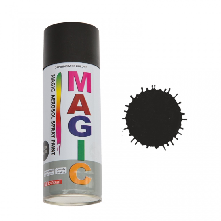 Spray Vopsea Magic Negru Lucios 400ML