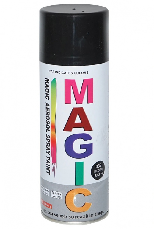Spray Vopsea Magic Negru Lucios 400ML
