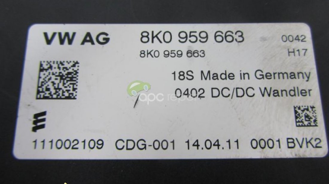 Stabilizator Tensiune Calculator Baterie Audi cod 8K0959663
