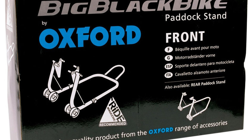 Stand Roata Moto Fata Oxford Big Black Bike Black Front Paddock Stand Otel Negru SP822