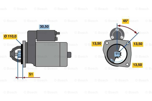 Starter (0001263004 BOSCH) DAF,TEMSA