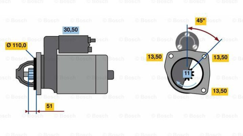 Starter (0001263004 BOSCH) DAF,TEMSA