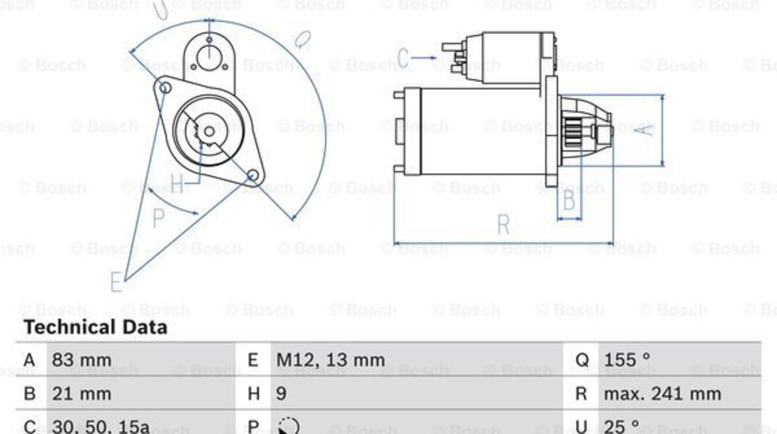 Starter (0986010110 BOSCH) AUDI,MERCEDES-BENZ,PORSCHE,VW