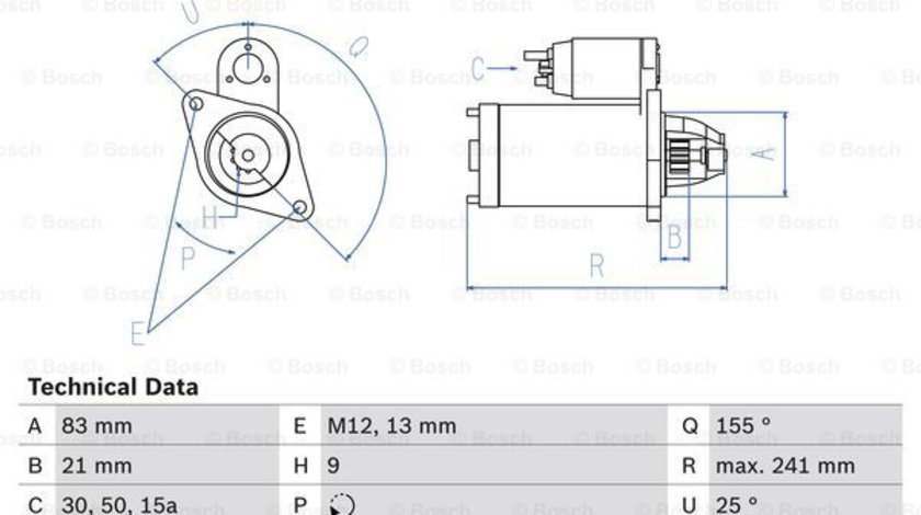 Starter (0986010110 BOSCH) AUDI,MERCEDES-BENZ,PORSCHE,VW