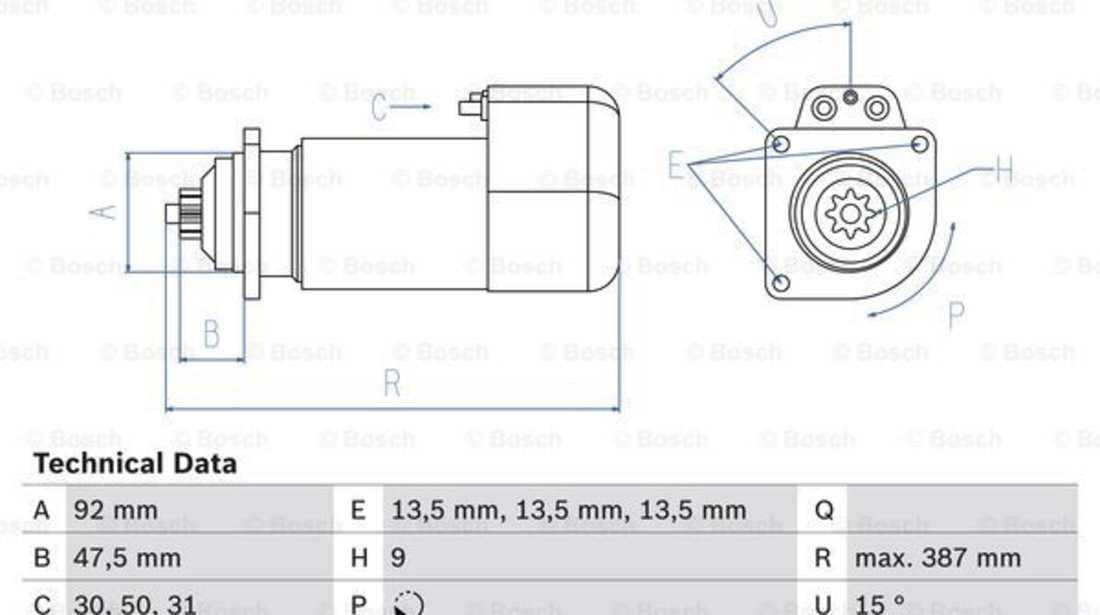 Starter (0986011570 BOSCH) MAN,MERCEDES-BENZ,SETRA