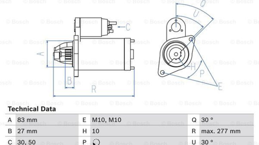 Starter (0986014680 BOSCH) MERCEDES-BENZ,PUCH