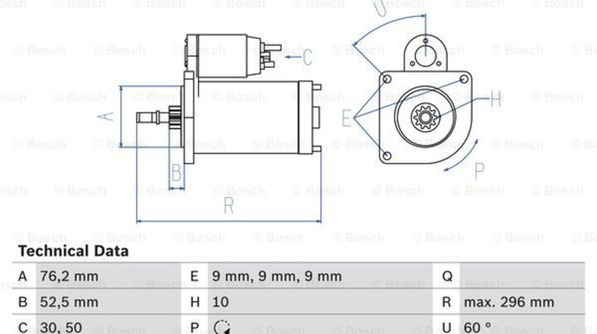 Starter (0986016340 BOSCH) VW