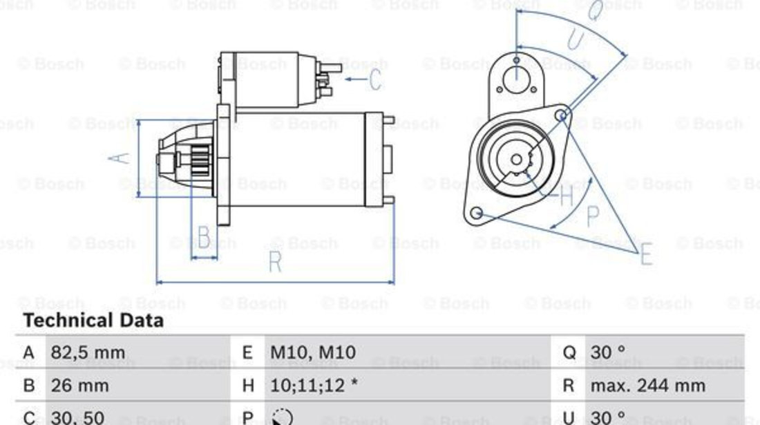 Starter (0986017260 BOSCH) MERCEDES-BENZ,SSANGYONG,VW