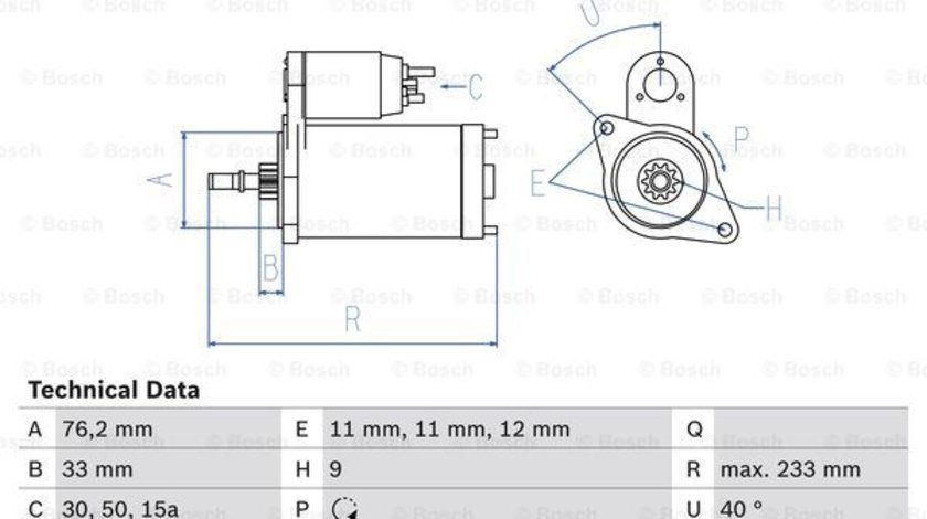 Starter (0986018200 BOSCH) SEAT,VW