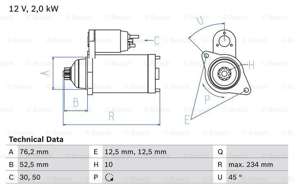 Starter (0986018500 BOSCH) SEAT,SKODA,VW