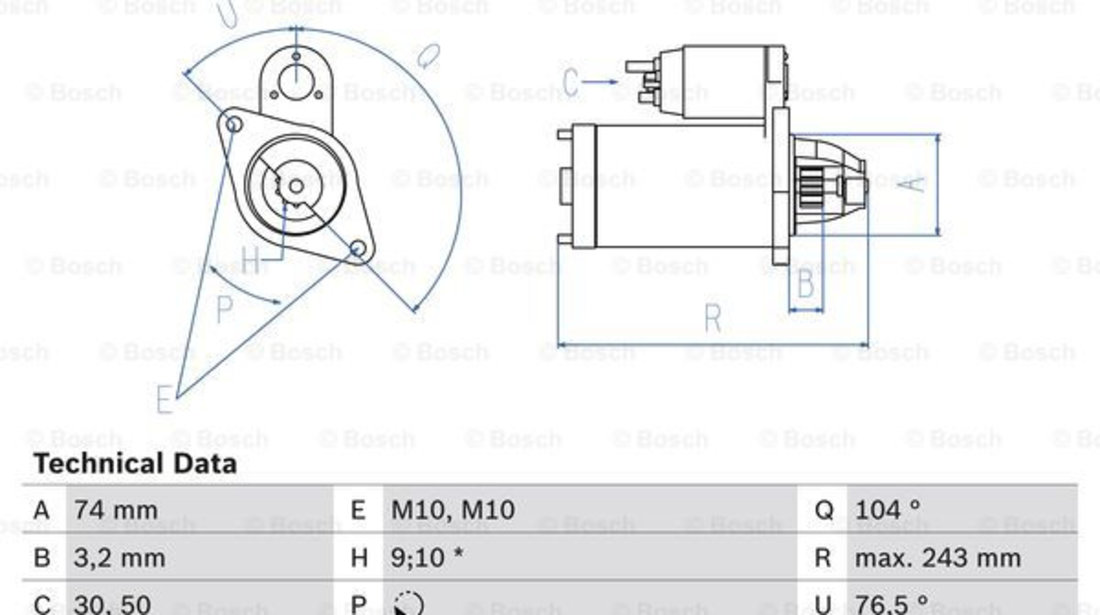 Starter (0986018680 BOSCH) TOYOTA