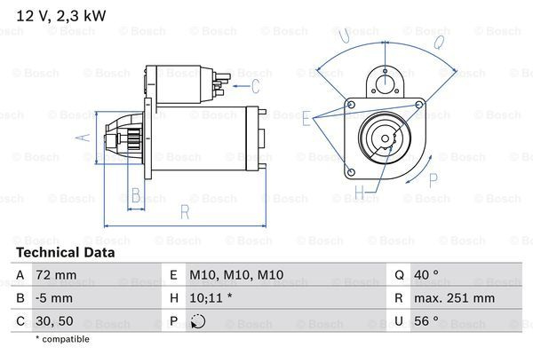 Starter (0986018970 BOSCH) Citroen,FIAT,LANCIA,PEUGEOT