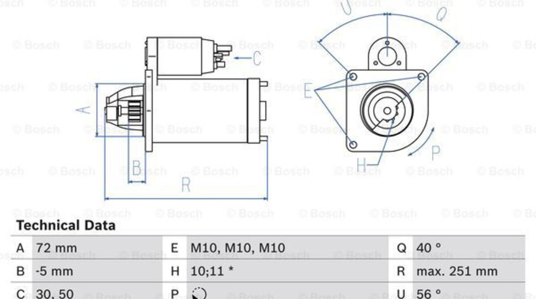 Starter (0986018970 BOSCH) Citroen,FIAT,LANCIA,PEUGEOT