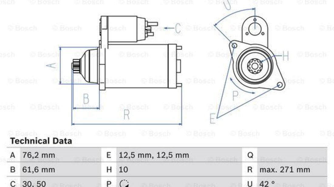 Starter (0986020270 BOSCH) VW