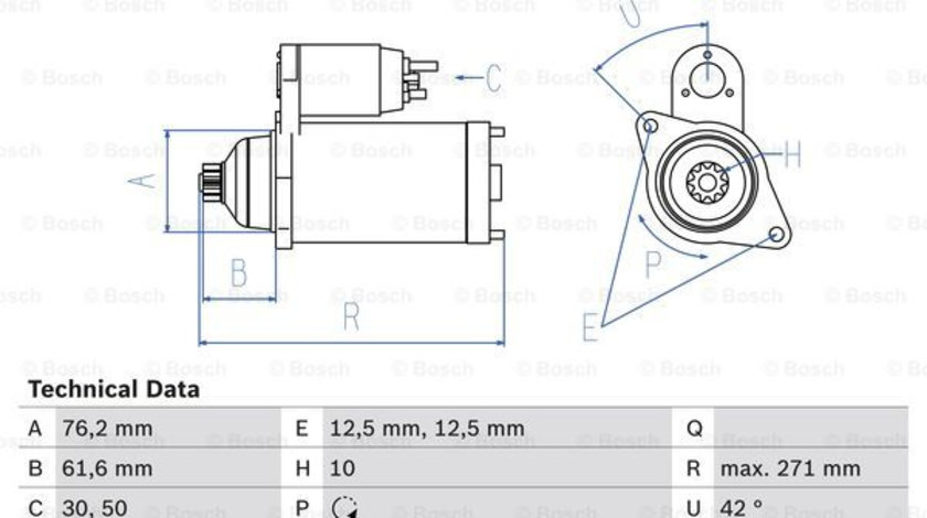 Starter (0986020270 BOSCH) VW