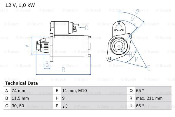 Starter (0986020571 BOSCH) TOYOTA