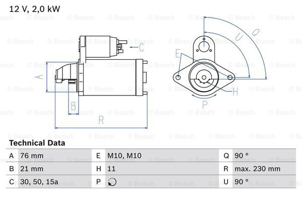Starter (0986022880 BOSCH) BMW