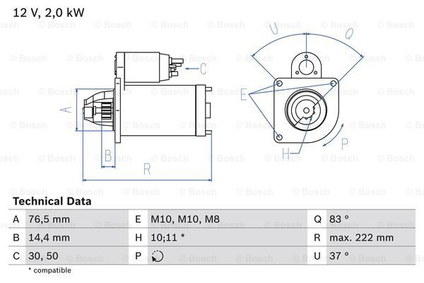 Starter (0986023530 BOSCH) NISSAN,OPEL,RENAULT,VAUXHALL