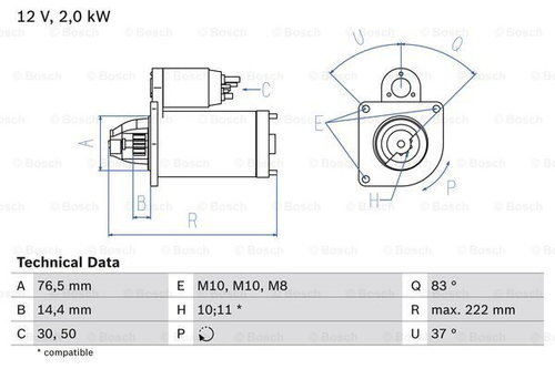 Starter (0986023530 BOSCH) NISSAN,OPEL,RENAULT,VAUXHALL