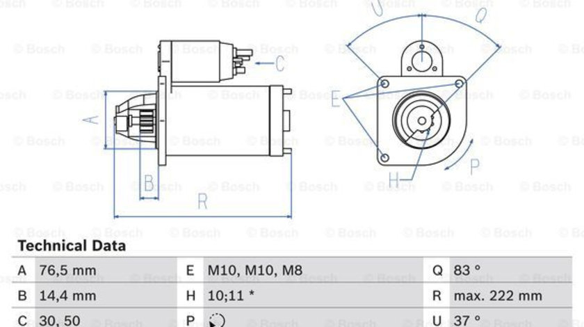 Starter (0986023530 BOSCH) NISSAN,OPEL,RENAULT,VAUXHALL