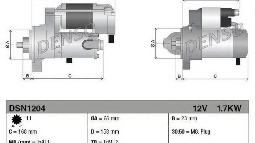 Starter AUDI A4 (8K2, B8) (2007 - 2015) DENSO DSN1204 piesa NOUA