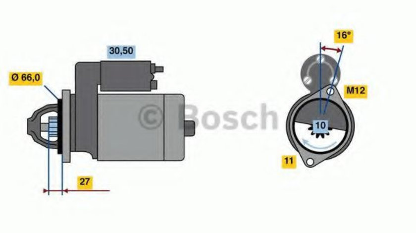 Starter AUDI A4 Allroad (8KH, B8) (2009 - 2016) BOSCH 0 986 024 030 piesa NOUA