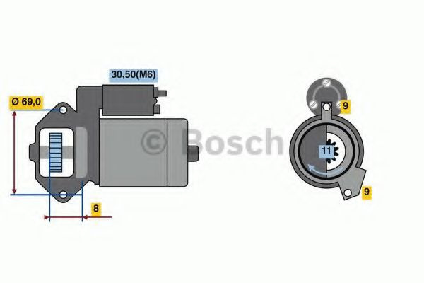 Starter BMW Seria 1 (F21) (2011 - 2016) BOSCH 0 986 022 020 piesa NOUA