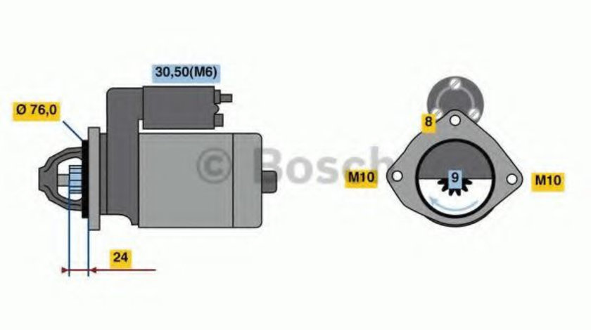 Starter BMW Seria 3 (E46) (1998 - 2005) BOSCH 0 986 022 710 piesa NOUA