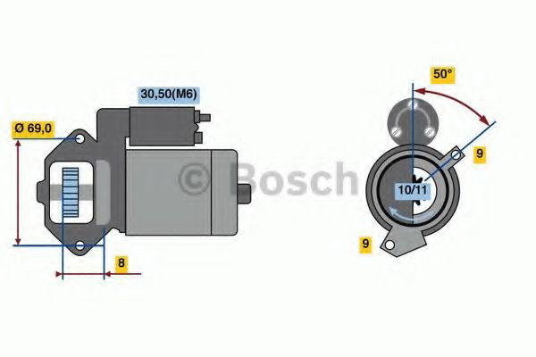 Starter BMW Seria 5 (E60) (2003 - 2010) BOSCH 0 986 022 670 piesa NOUA