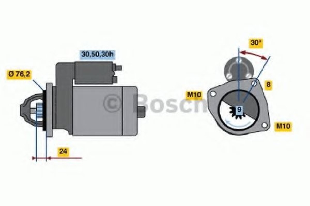 Starter BMW Seria 7 (E65, E66, E67) (2001 - 2009) BOSCH 0 986 017 110 piesa NOUA