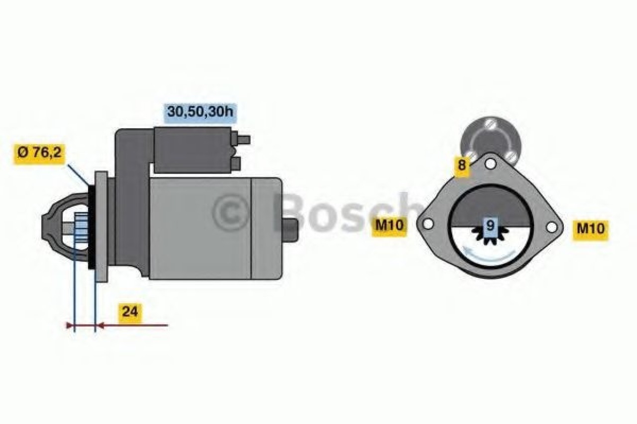 Starter BMW Seria 7 (E65, E66, E67) (2001 - 2009) BOSCH 0 986 022 880 piesa NOUA