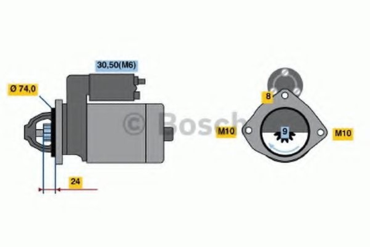 Starter BMW Seria 7 (E65, E66, E67) (2001 - 2009) BOSCH 0 986 021 230 piesa NOUA
