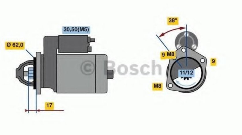 Starter CITROEN C1 (PM, PN) (2005 - 2016) BOSCH 0 986 022 790 piesa NOUA