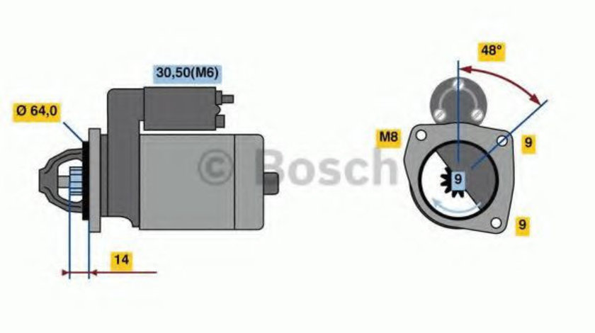 Starter FIAT 500 (312) (2007 - 2016) BOSCH 0 986 024 020 piesa NOUA