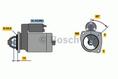 Starter FIAT PUNTO EVO (199) (2008 - 2016) BOSCH 0 986 024 020 piesa NOUA