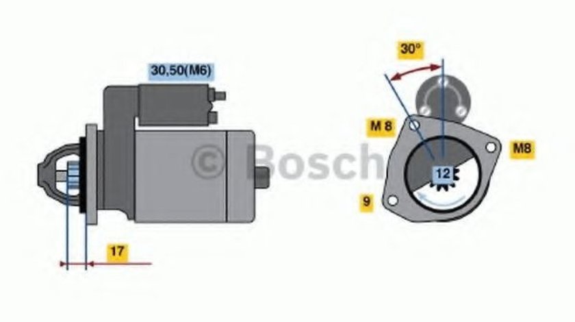 Starter FORD FIESTA V (JH, JD) (2001 - 2010) BOSCH 0 986 022 121 piesa NOUA