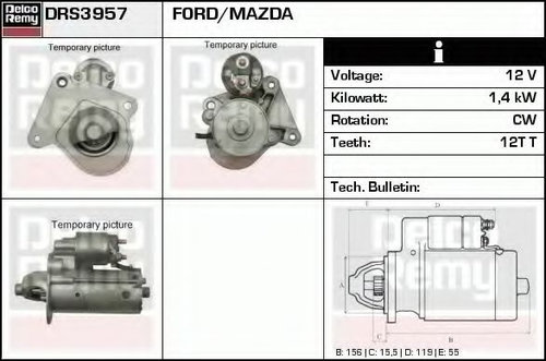Starter FORD FUSION (JU) (2002 - 2012) DELCO REMY DRS3957 piesa NOUA