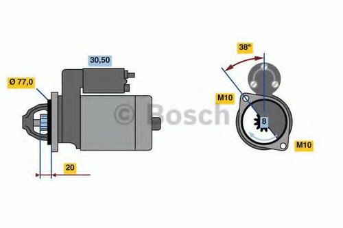 Starter KIA CARENS II (FJ) (2002 - 2006) BOSCH 0 986 022 780 piesa NOUA