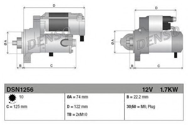 Starter LEXUS IS C (GSE2_) (2009 - 2016) DENSO DSN1256 piesa NOUA