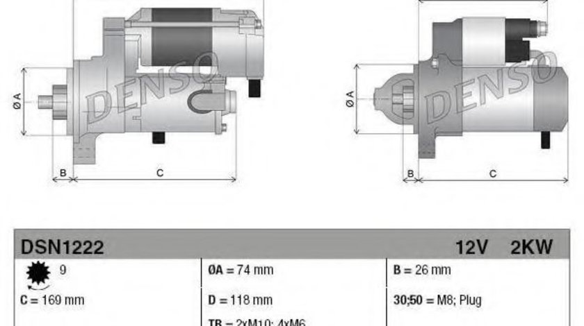 Starter LEXUS IS II (GSE2, ALE2, USE2) (2005 - 2016) DENSO DSN1222 piesa NOUA