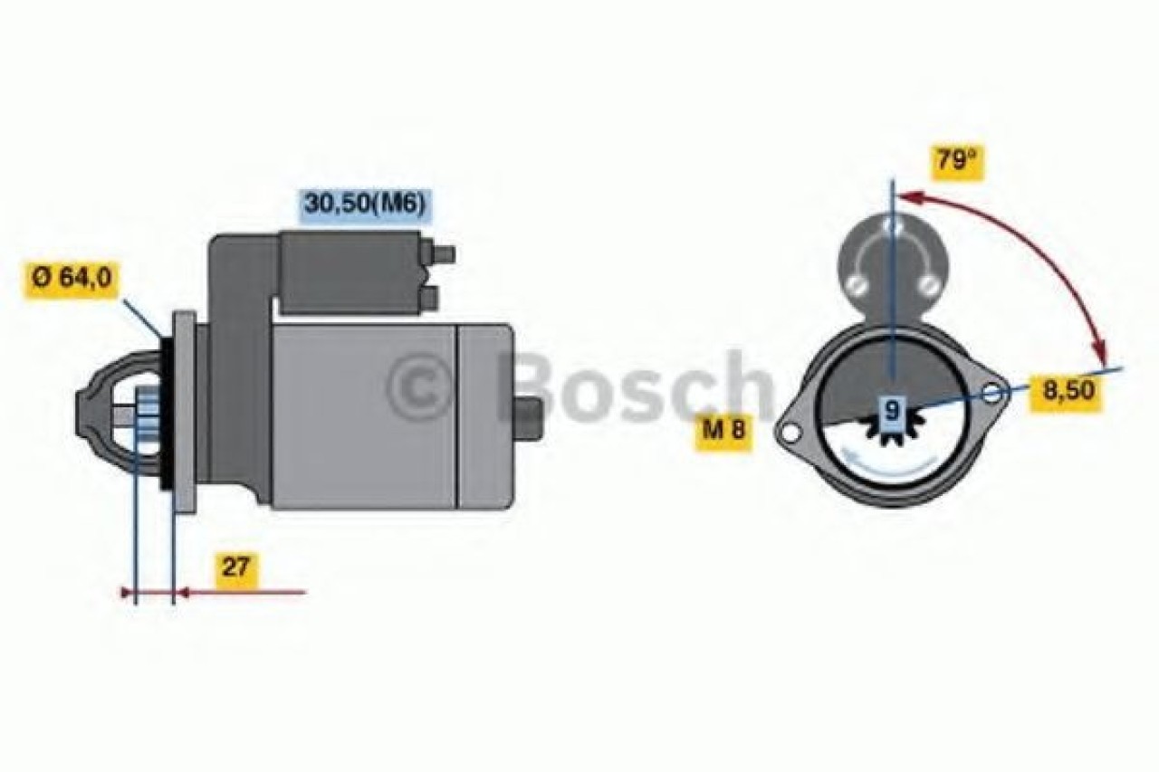 Starter OPEL AGILA (A) (H00) (2000 - 2007) BOSCH 0 986 021 240 piesa NOUA